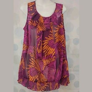 Lane Bryant 14/16 Sheer Multicolored Floral Spring